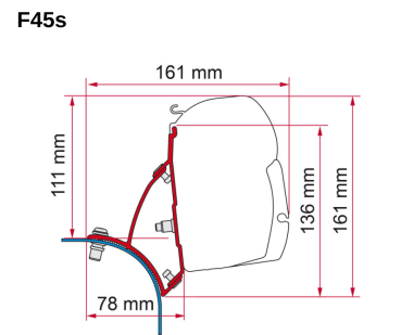 Komplettset Markise Fiamma F45s VW Bus T5 / T6 / T6.1 Fahrerseite (auch Aufstelldach) deep Black